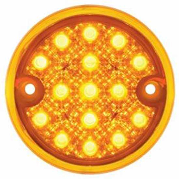 15 LED 3 Inch Rnd Dual Function Reflector Double Face Light - Amber LED / Amber Lens
