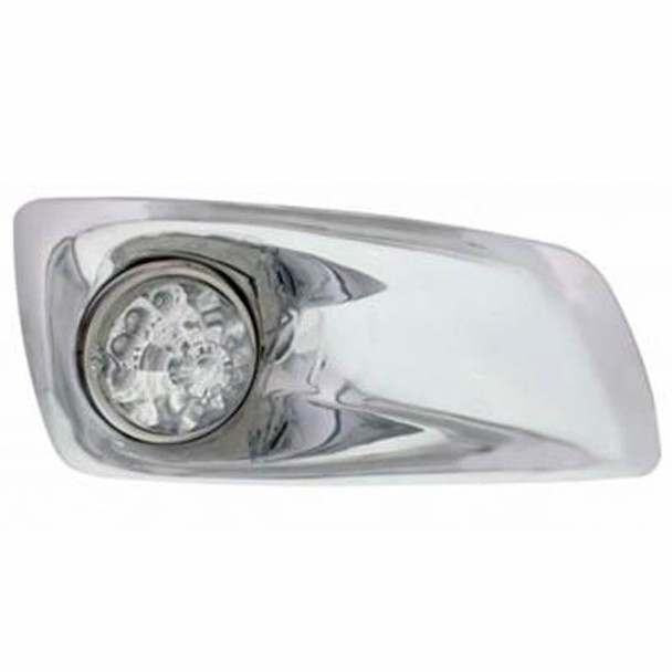 Passenger Side Bumper Fog Light Cover W/ 17 LED Reflector Watermelon Light - Amber LED /  Clear Lens For KW T660