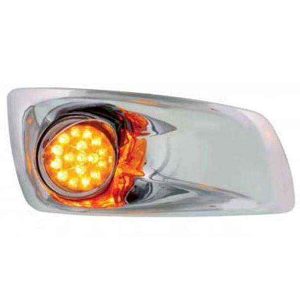 Bumper Light Bezel W/17 Amber LED/Amber Lens Dual Function Light Hi/Lo Reflector Style With Visor Passenger Side  For KW T660