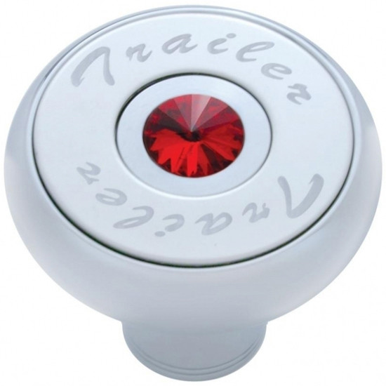 Chrome Deluxe Air Valve Knob With SS Trailer Plaque And Red Jewel