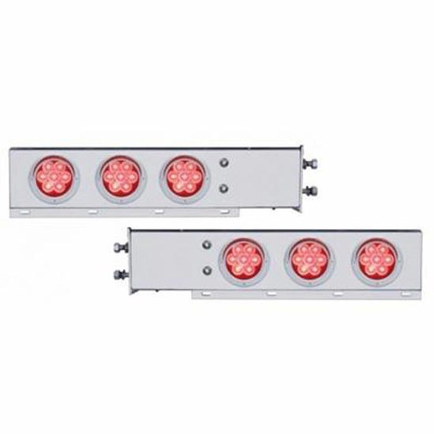 2 1/2 Inch Bolt Pattern Chrome Spring Loaded Rear Light Bar W/ Six 7 LED Lights With Visor - Red LED/ Red Lens