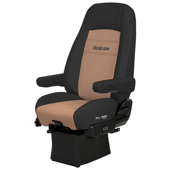Bostrom Pro Ride Black / Tan Ultra Leather High Back Truck Seat With Lopro 910, Drape And Dual Armrests
