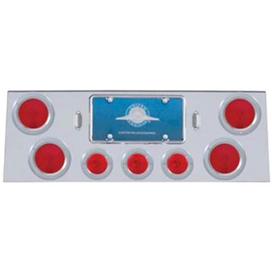 Stainless Steel 34 Inch Rear Center Panel W/ Four 4 Inch Lights And Three 2.5 Inch Flat Lights And Bezels