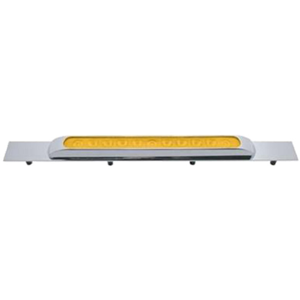 Chrome Top Mud Plate With 11 LED 17 Inch Light Bar & Bezel, Amber LED / Amber Lens