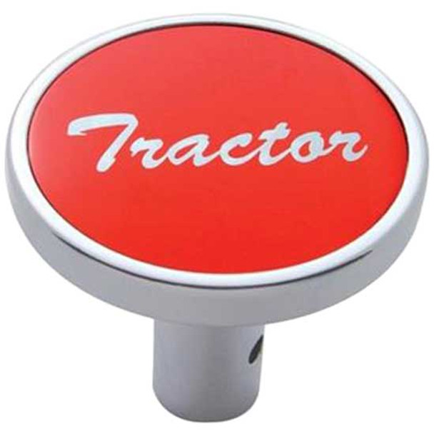Chrome Tractor Long Air Valve Knob W/ Red Aluminum Sticker, Pin Mount