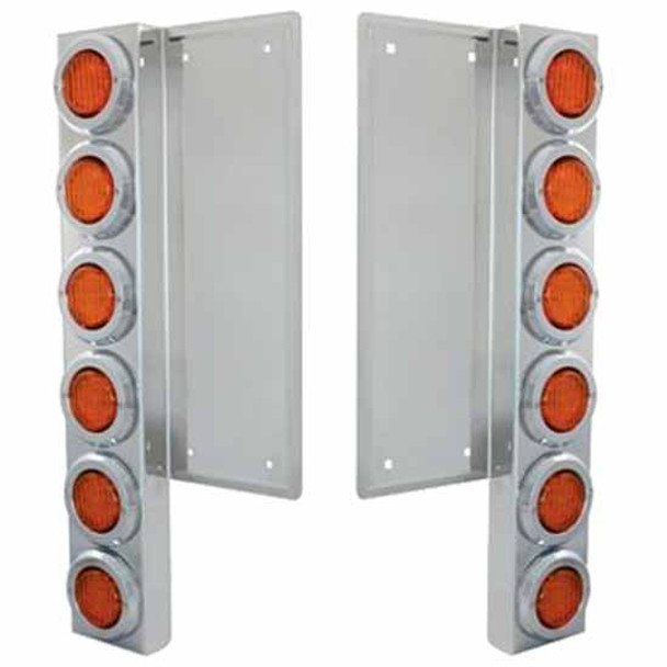 Stainless Steel Front Air Cleaner Bracket W/ Twelve 2 Inch LED Lights & Bezels - Amber LED/ Amber Lens For Freightliner Classic XL Stainless Steel Front Air Cleaner Bracket W/ Twelve 2 Inch LED Lights & Bezels - Amber LED/ Amber Lens For Freightliner Classic XL