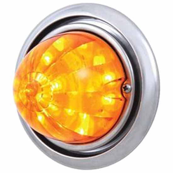17 LED Dual Function Watermelon Front Bumper Light W/Out Visor - Amber LED/ Amber Lens For Freightliner Columbia 2001-2010
