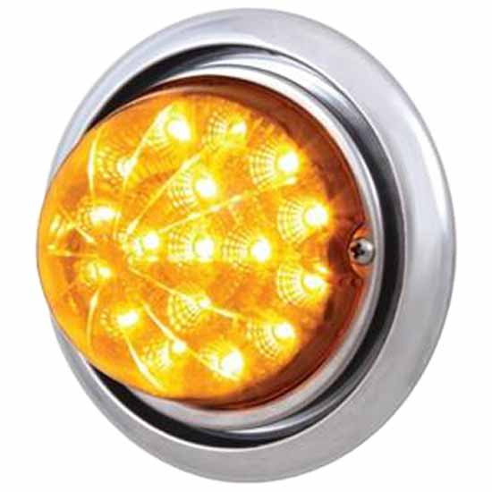 17 LED Dual Function Reflector Front Bumper Light W/Out Visor - Amber LED/ Amber Lens For Freightliner Columbia 2001-2010