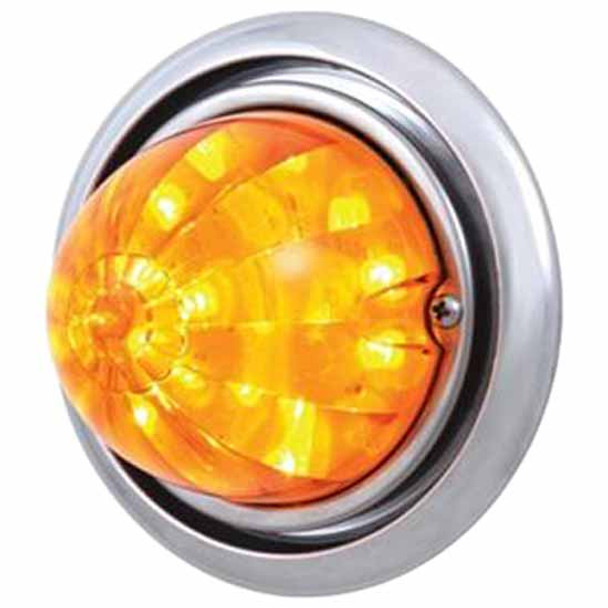 17 LED Watermelon Front Bumper Light W/Out Visor - Amber LED/ Amber Lens For Freightliner Columbia 2001-2010