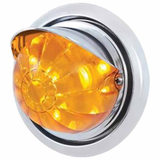 17 LED Watermelon Front Bumper Light W/ Visor - Amber LED/ Amber Lens For Freightliner Columbia 2001-2010