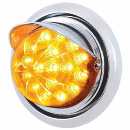 17 LED Reflector Front Bumper Light W/ Visor - Amber LED/ Amber Lens For Freightliner Columbia 2001-2010