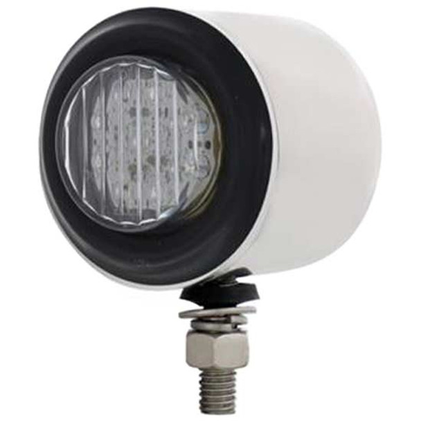 Stainless Steel 2 Inch 9 LED Round Single Face Light W/ Grommet - Red LED/ Clear Lens