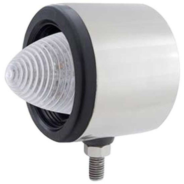 Stainless Steel 2 1/2 Inch 13 LED Beehive Single Face Light W/ Grommet - Red LED/ Clear Lens