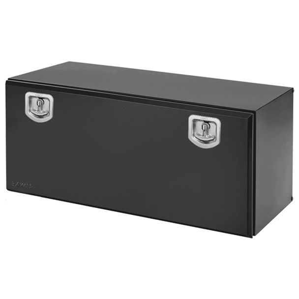 Bawer 24 X 24 X 60 Inch Black Tool Box With Black Lid, Stainless T Handle, Gas Shocks, Vent/Aerator, Single Door