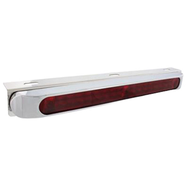 Stainless Steel Light Bracket W/ 19 LED 17 Inch Light Bar & Bezel, Red LED/ Red Lens