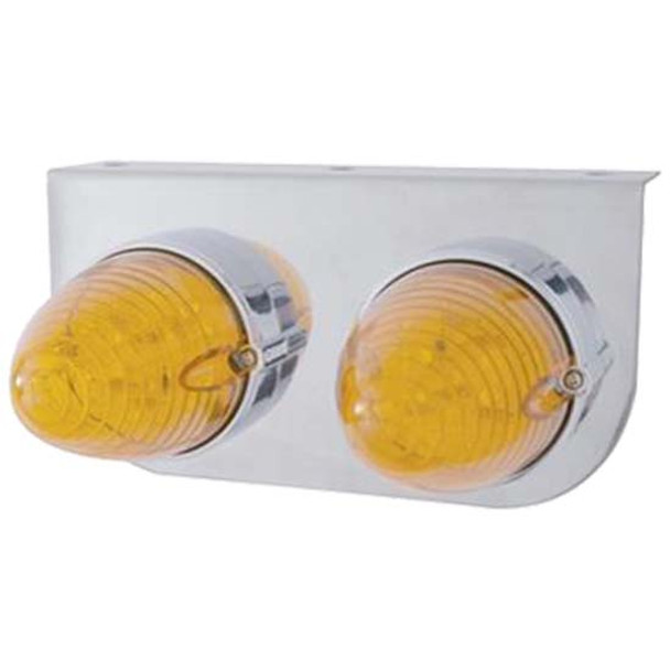 Stainless Steel Light Bracket W/ Two 19 LED Beehive Lights, Amber LED/ Amber Lens