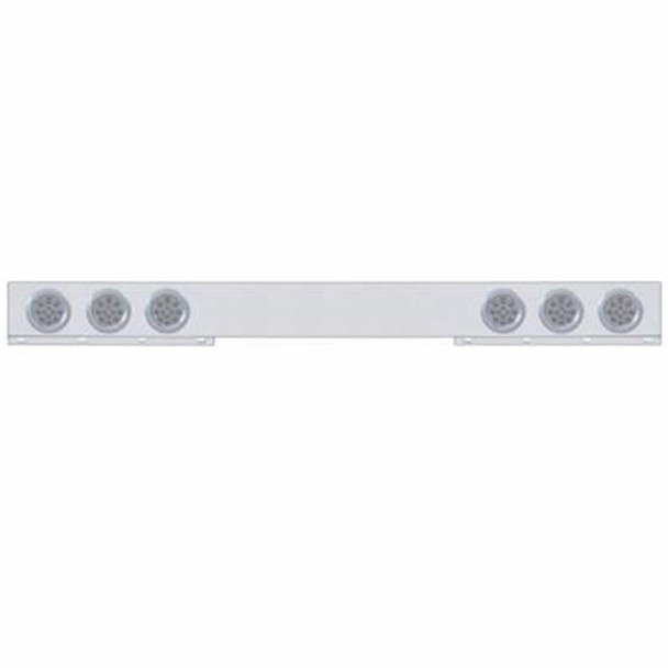 Stainless Steel Rear Light Bar W/ Six 4 Inch 12 LED Reflector Lights & Bezels - Red LED/ Clear Lens