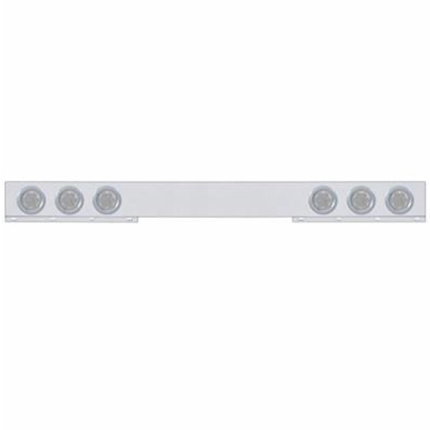 Stainless Steel Rear Light Bar W/ Six 4 Inch 7 LED Reflector Lights & Bezels - Red LED/ Clear Lens