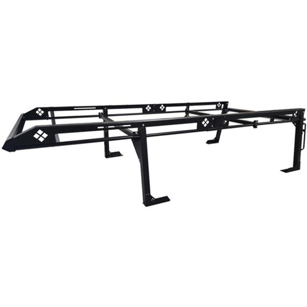 Merritt Aluminum 14 Foot Textured Black Ladder Rack W/ 56 Inch Wide Loading Area For Extended Cab Trucks With Standard Bed