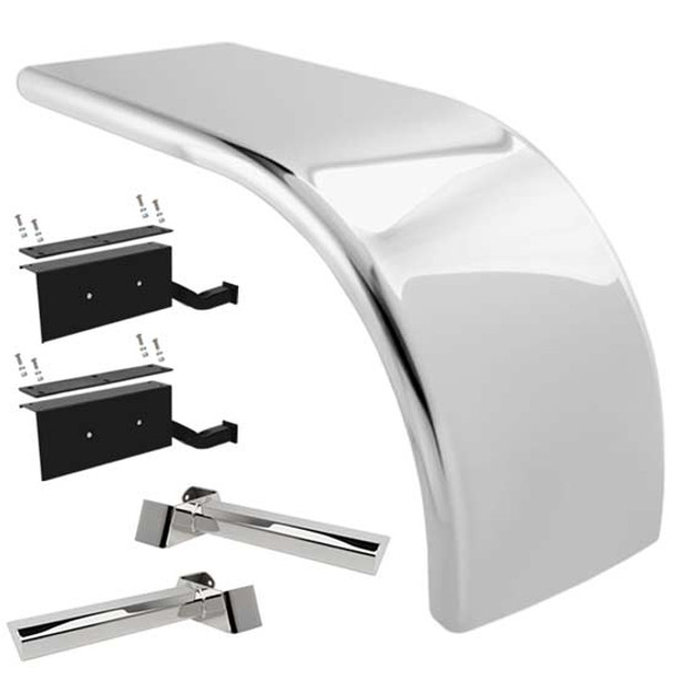 Hogebuilt Low Rider 72 Inch Stainless Steel Half Tandem Fender Kit  For Peterbilt Air Leaf & Air Trac Suspensions