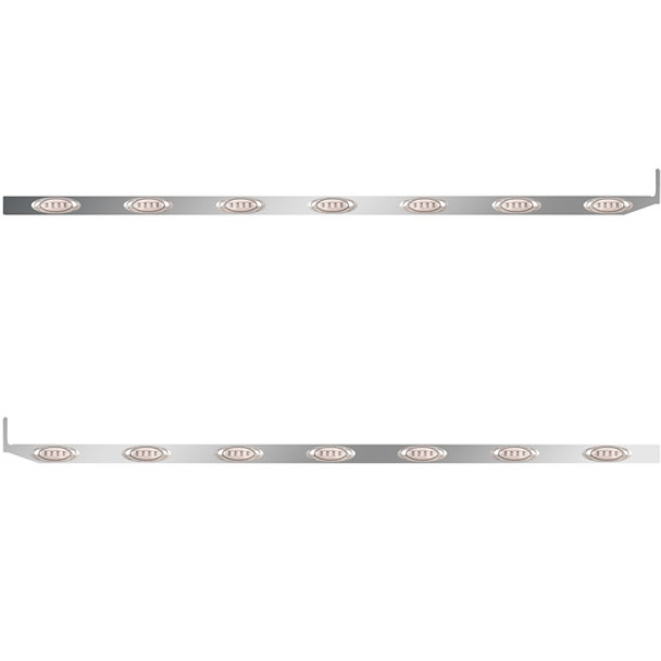 2.5 X 80 Inch Stainless Steel Sleeper Panel W/ 7 P1 Amber/Clear Lights For Peterbilt 567, 579 - Pair