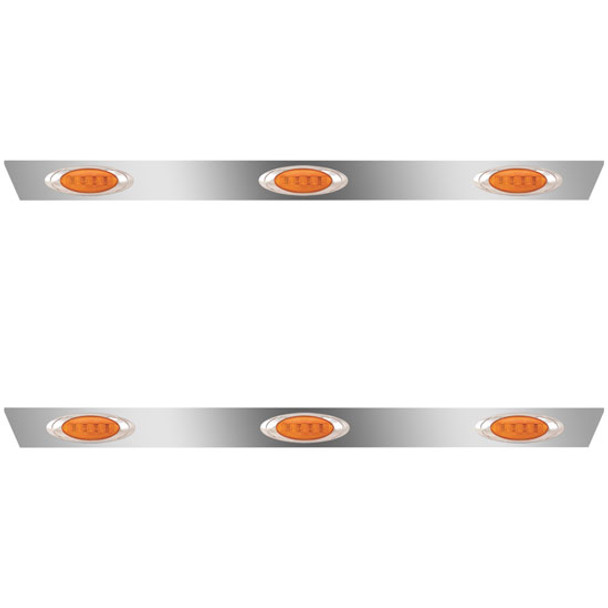 3 Inch Stainless Steel Cab Panels W/ 6 M1 Amber/Amber LEDs For Peterbilt 3 Inch Stainless Steel Cab Panels W/ 6 M1 Amber/Amber LEDs For Peterbilt