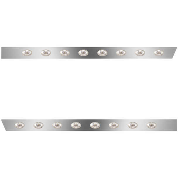 3 Inch Stainless Steel Extended Cab Panels W/ 22 P3 Amber/Clear LED Lights  For Peterbilt 389