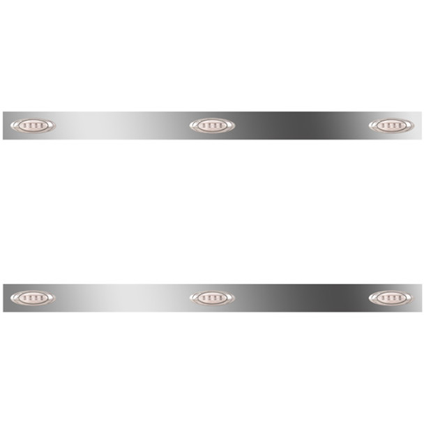 Stainless Steel Sleeper Panels W/ 6 P1 Amber/Clear LEDs For Peterbilt W/ 36 Inch Sleeper