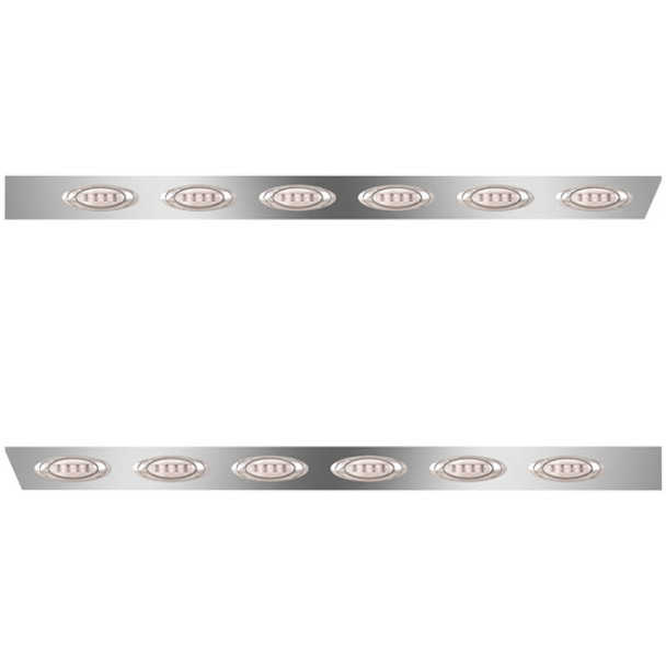 4 Inch Stainless Steel Cab Panels W/ 6 P1 Amber/Clear LEDs For Peterbilt 379, 388, 389