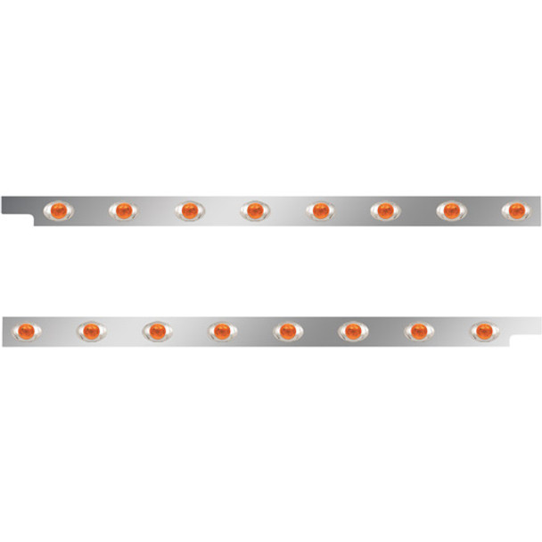 2.5 Inch Stainless Steel Cab Panel W/ 8 P3 Amber/Amber LED Lights For Peterbilt 567, 579 - Pair 2.5 Inch Stainless Steel Cab Panel W/ 8 P3 Amber/Amber LED Lights For Peterbilt 567, 579 - Pair