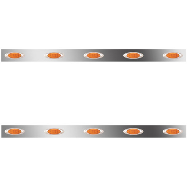 Stainless Steel Sleeper Panels W/ 10 P1 Amber/Amber LEDs For Peterbilt W/ 48 Inch Sleeper