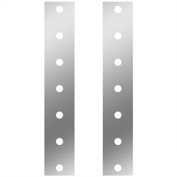 22.50 Inch SS Front Panels W/ 3/4 Inch Rnd Light Holes For 15 Inch Air Breathers  For Peterbilt 378, 379, 388, 389 - Pair