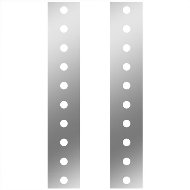 22 Inch SS Front Panels W/ 3/4 Inch Rnd Light Holes For 15 Inch Air Breathers  For Peterbilt 378, 379, 388, 389 - Pair