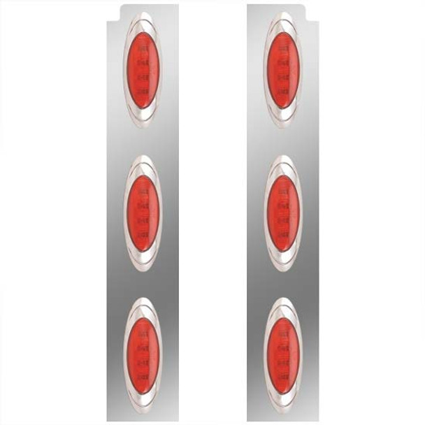 Stainless Steel Rear Air Cleaner Panels For 15 Inch Air Cleaner W P1 Red LEDs For Peterbilt 378, 379, 388, 389