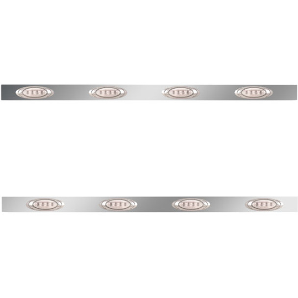 2.5 X 58 Inch Sleeper Panel W/ 4 P1 Amber/Clear LED Lights For Peterbilt 567, 579 - Pair