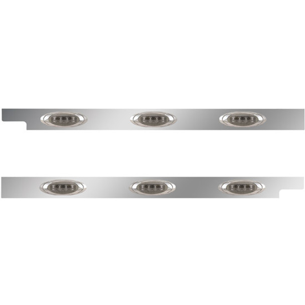 2.5 Inch Stainless Steel Cab Panel W/ 3 P1 Amber/Smoked LED Lights For Peterbilt 567, 579 - Pair 2.5 Inch Stainless Steel Cab Panel W/ 3 P1 Amber/Smoked LED Lights For Peterbilt 567, 579 - Pair