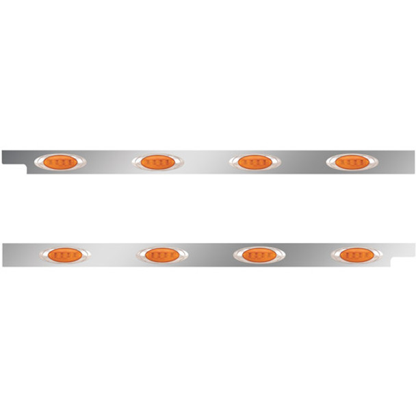 2.5 Inch Stainless Steel Cab Panels W/ 4 P1 Amber/Amber LED Lights For Peterbilt 567, 579 W/ Rear Mount or Horizontal Exhaust 2.5 Inch Stainless Steel Cab Panels W/ 4 P1 Amber/Amber LED Lights For Peterbilt 567, 579 W/ Rear Mount or Horizontal Exhaust