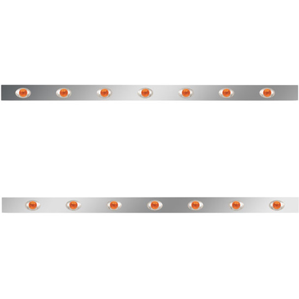 2.5 X 58 Inch Sleeper Panel W/ 7 P3 Amber/Amber LED Lights For Peterbilt 567, 579 - Pair