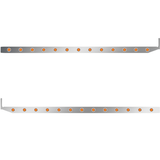 2.5 X 72 Inch Sleeper Panel W/ 13 - 3/4 Inch Amber/Amber LED Lights For Peterbilt 567, 579 - Pair
