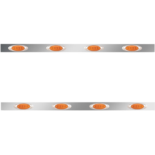 2.5 X 58 Inch Sleeper Panel W/ 4 P1 Amber/Amber LED Lights For Peterbilt 567, 579 W/O Extenders- Pair