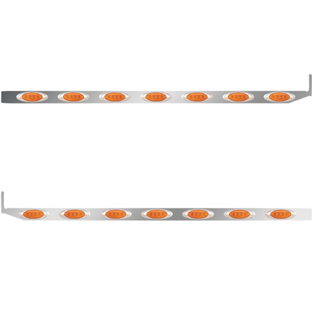 2.5 X 72 Inch Sleeper Panel W/ 7 P1 Amber/Amber LED Lights For Peterbilt 567, 579 W/ Extenders - Pair