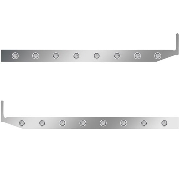 2.5 X 44 Inch Sleeper Panel W/ 8 - 3/4 Inch Amber/Clear LED Lights For Peterbilt 567, 579 - Pair