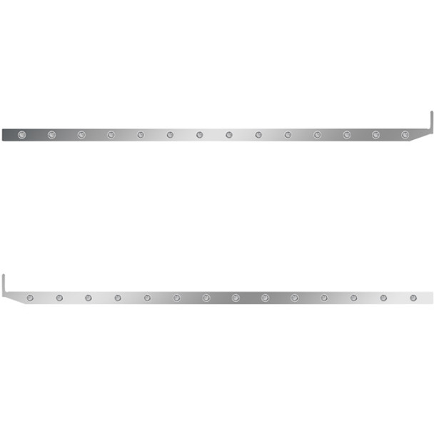4 X 80 Inch Stainless Steel Sleeper Panel W/ 14 - 3/4 Inch Amber/Clear Lights For Peterbilt 567, 579 - Pair