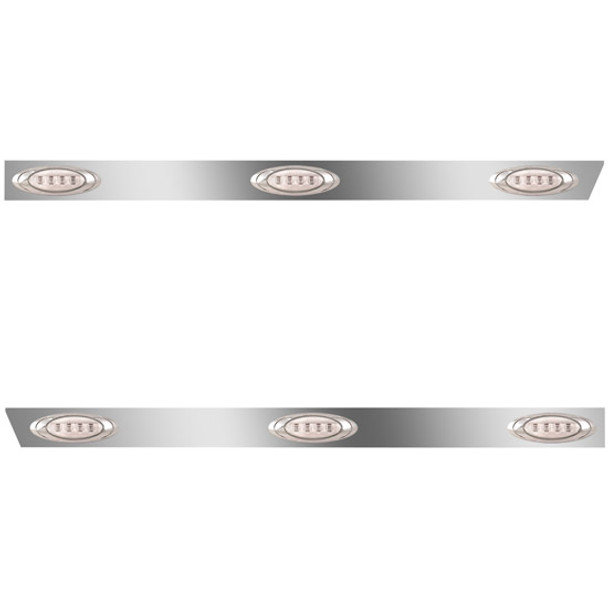 3 Inch Stainless Steel Cab Panel W/ 3 P1 Amber/Clear LED Lights For Peterbilt 389 - Pair