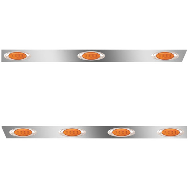 3 In. Stainless Cab Panels W/ 7 Total Amber/Amber P1 Lights, Block Heater Plug Hole For Peterbilt 389 131 BBC