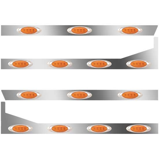 3 In. SS Cab-Sleeper Panels 14 P1 Amber/Amber LEDs  For 379/378 48/58 Inch Unibilt - W/ Extenders