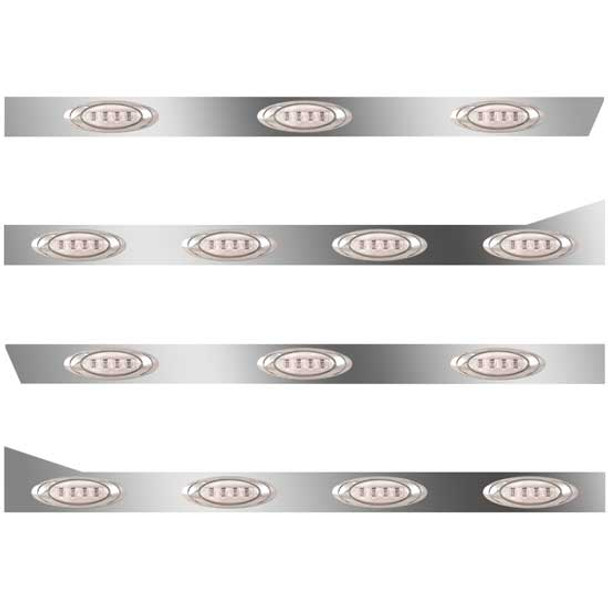 3 In. SS Cab-Sleeper Panels 14 P1 Amber/Clear LEDs  For 388/389 70/78 Inch Unibilt, Extd. End Cap, No Extenders