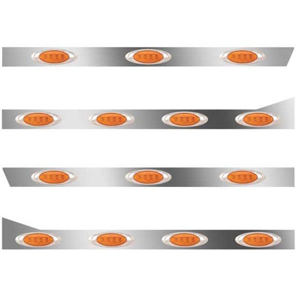 3 In. SS Cab-Sleeper Panels 14 P1 Amber/Amber LEDs  For 389 131 BBC 70/78 Inch Unibilt, Extd. End Cap, No Extenders