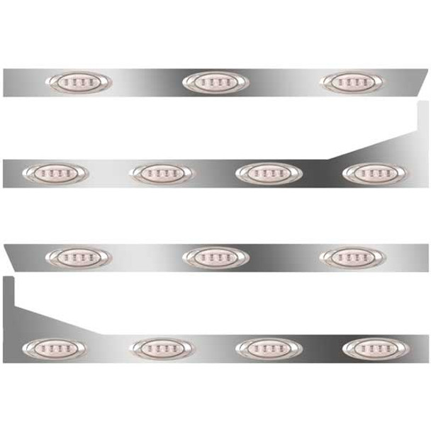3 In. SS Cab-Sleeper Panels 14 P1 Amber/Clear LEDs  For 389 131 BBC 48/58 Inch Unibilt - W/ Extenders