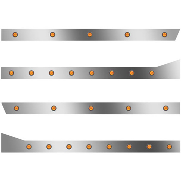 3 In SS Std Cab/Sleeper Panel Kit W/ 18 Amber/Amber LEDs  For 388/389 70/78 In Sleeper, Extd End Cap